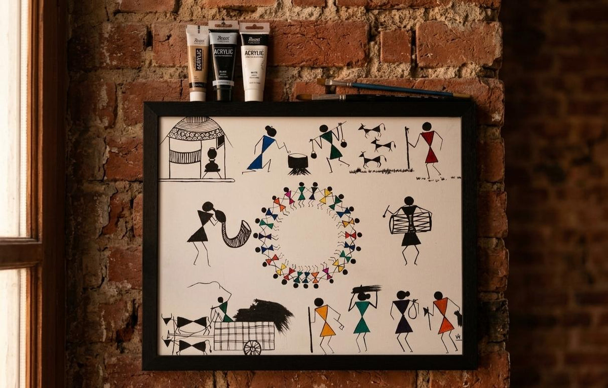 Multicolor Warli Canvas Painting