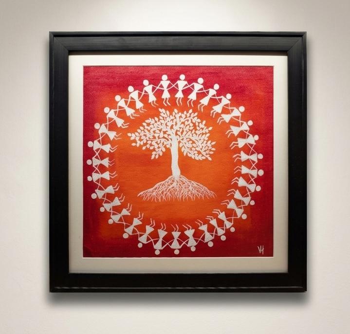 Colorful Warli Round Wall Art