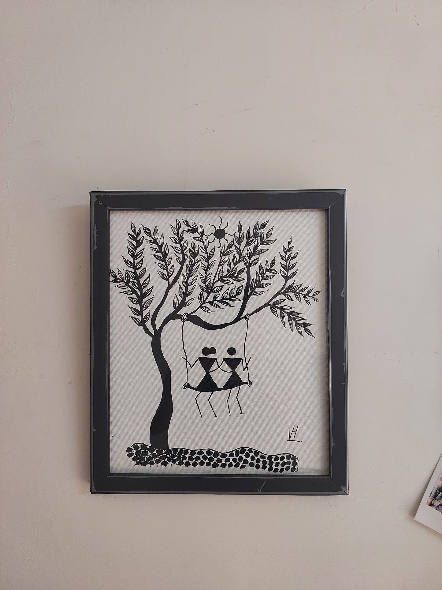 Warli Couple on Canvas – Handcrafted Tribal Art