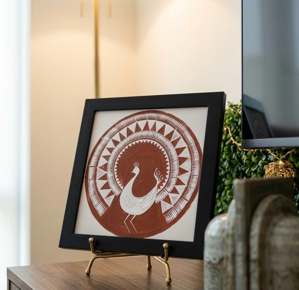 Peacock Canvas Warli Painting