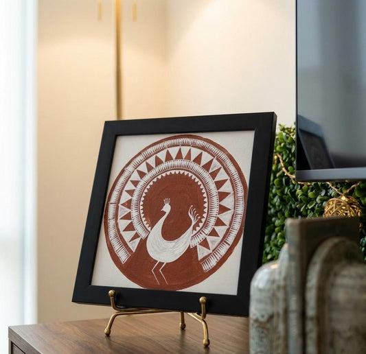 Peacock Canvas Warli Painting