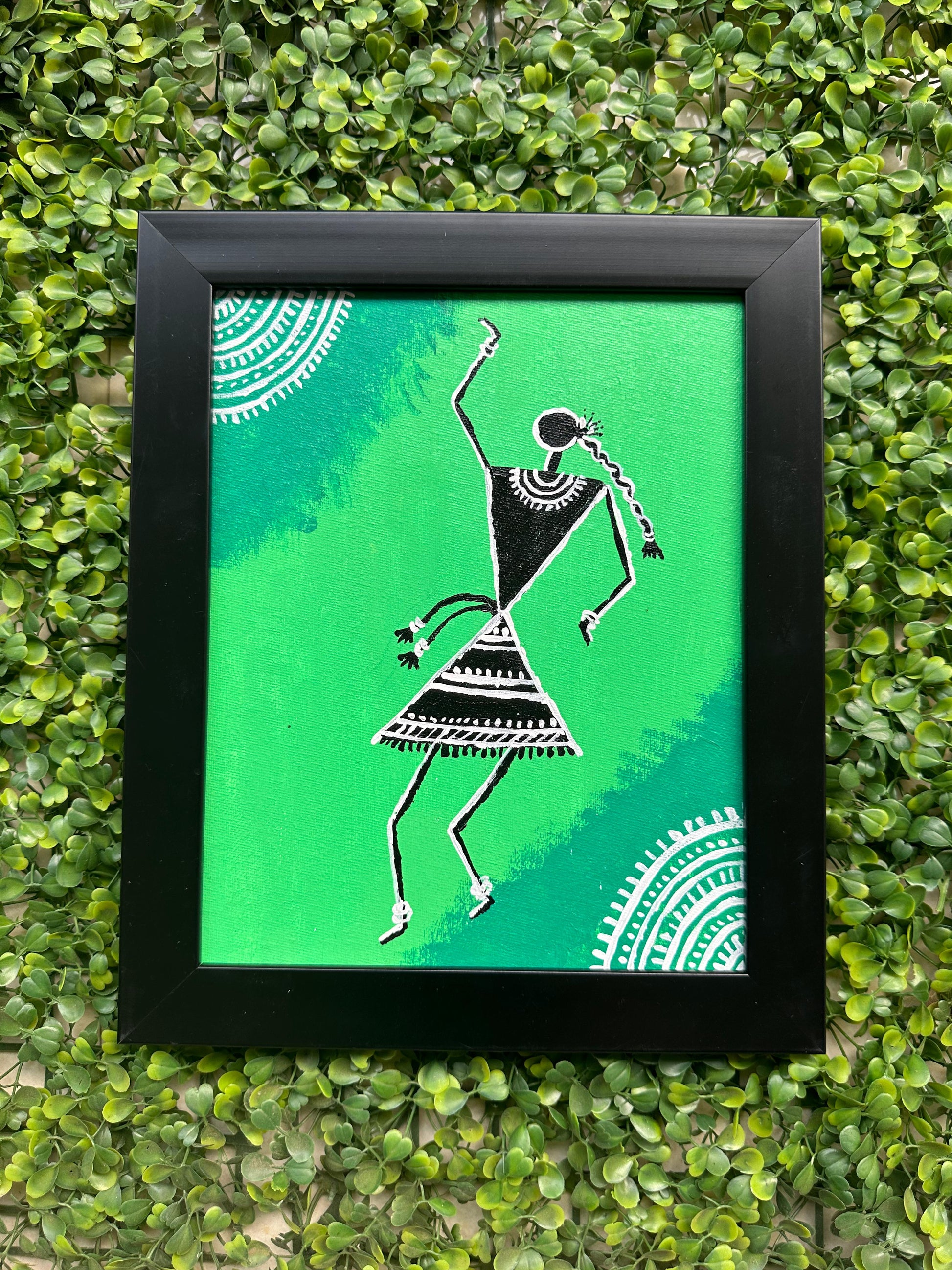Warli Belle in Green Canvas