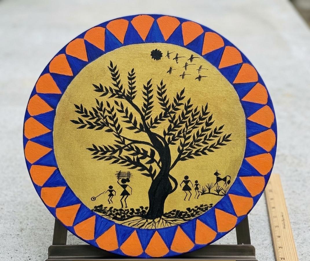 Warli Tree Canvas Painting