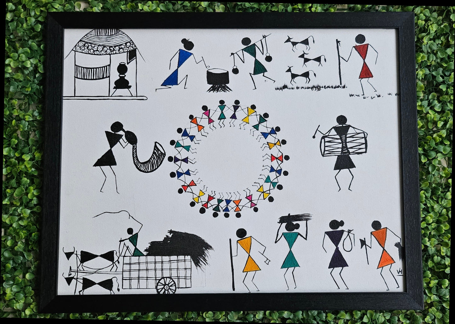 Multicolor Warli Canvas Painting