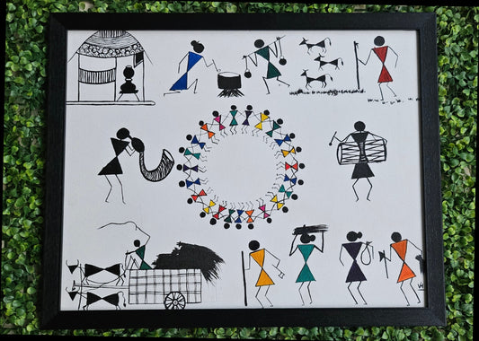 Multicolor Warli Canvas Painting