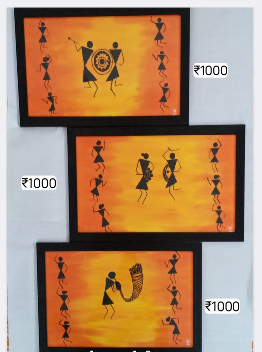 Blazing Rhythm Canvas Painting (3-Piece Set)