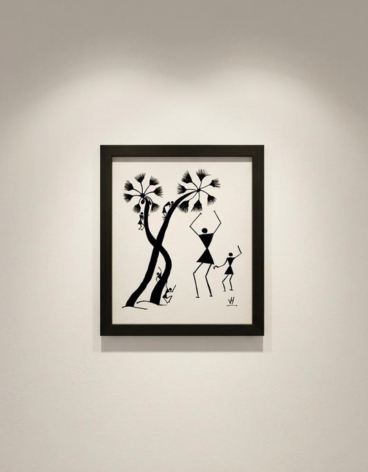Warli Coconut Tree Painting
