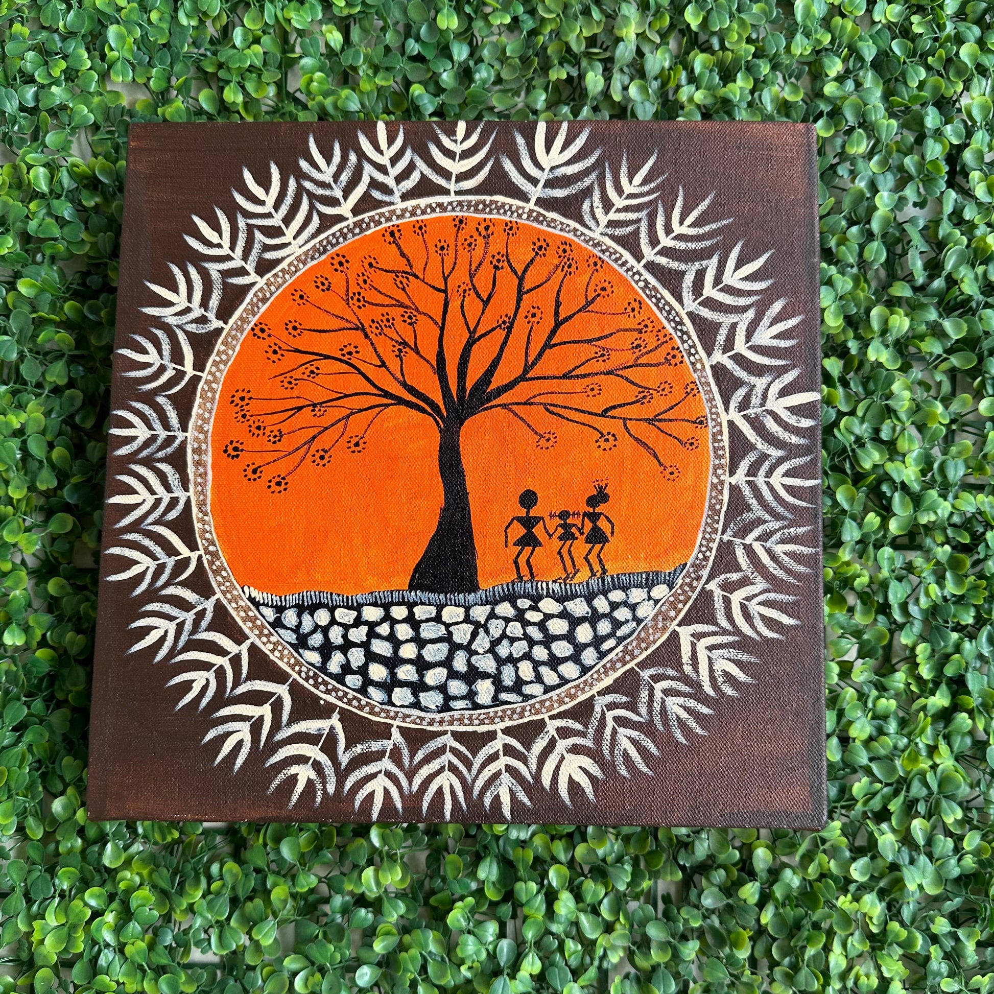 Twilight Tribe Orange Canvas Painting