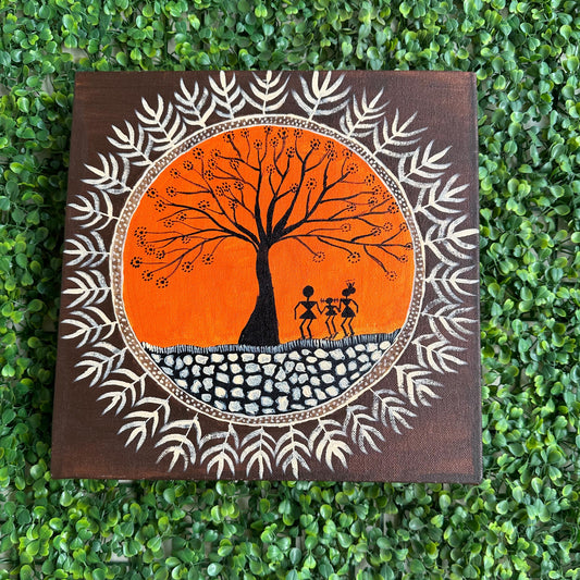 Twilight Tribe Orange Canvas Painting
