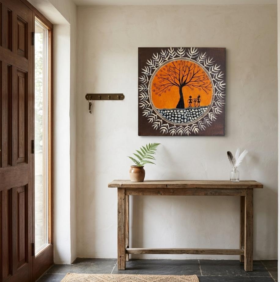 Twilight Tribe Orange Canvas Painting