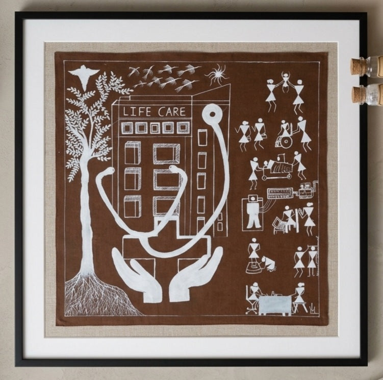Life Care: Contemporary Healing Heart and City Hospital Warli Painting