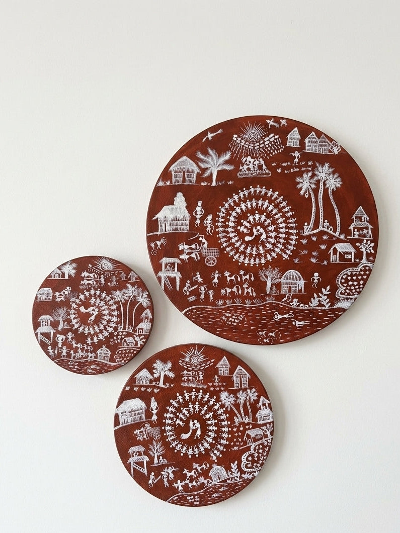 Village Harmony Canvas Painting 3-Piece Set